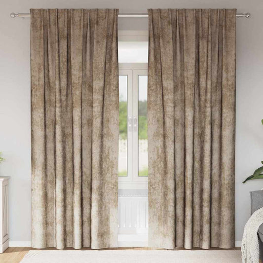 vidaXL Velvet Curtains 2 pcs Champagne 225 x 140 cm Velvet