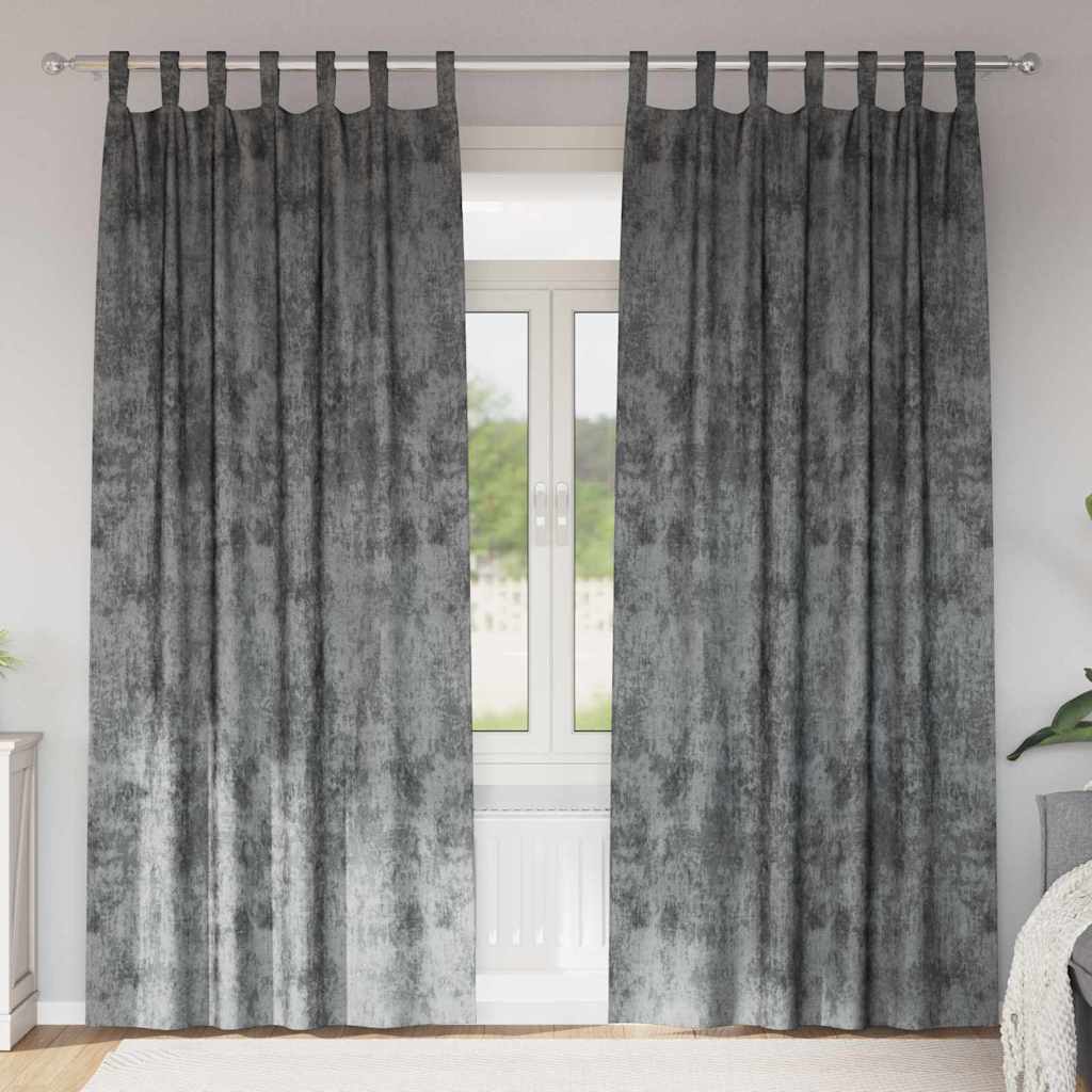 vidaXL Velvet Curtains with Curtains 2 pcs Grey 225 x 140 cm Velvet