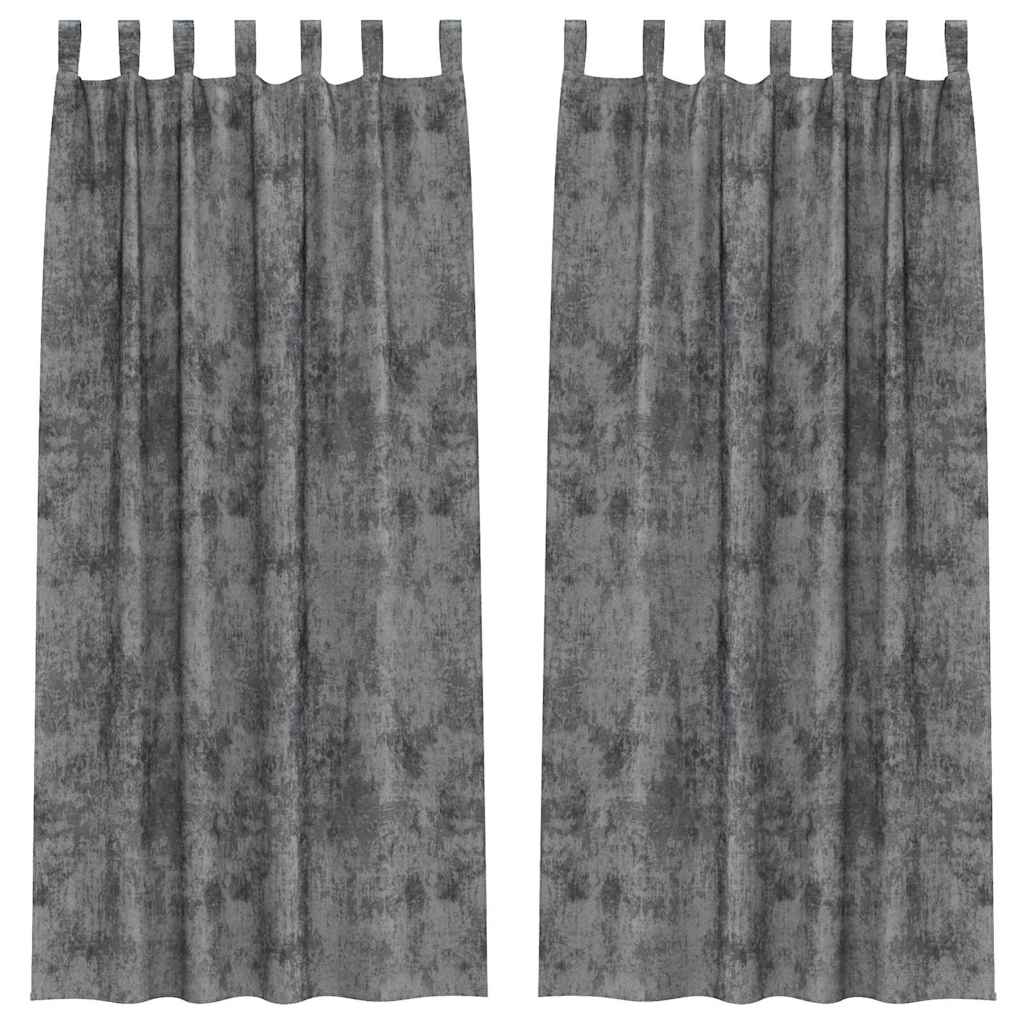 vidaXL Velvet Curtains with Curtains 2 pcs Grey 225 x 140 cm Velvet