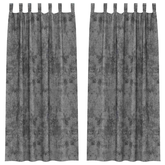 vidaXL Velvet Curtains with Curtains 2 pcs Grey 245 x 140 cm Velvet