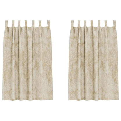 vidaXL Velvet Curtains with Curtains 2 pcs Cream 175 x 140 cm Velvet
