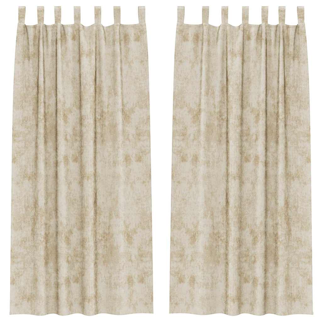 vidaXL Velvet Curtains with Curtains 2 pcs Cream 245 x 140 cm Velvet