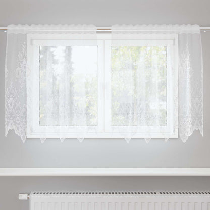 vidaXL Lace Curtain with Curtains Floral White 120 x 150 cm Polyester