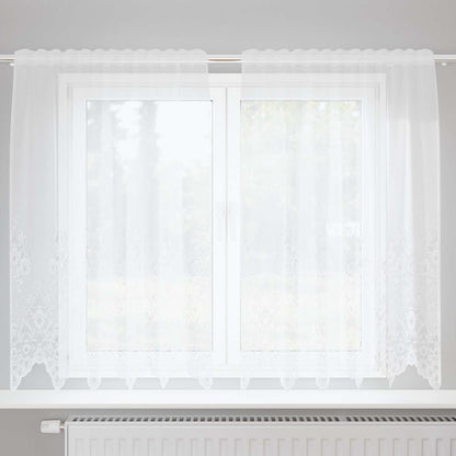 vidaXL Lace Curtain with Curtains Floral White 180 x 150 cm Polyester