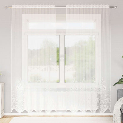 vidaXL Lace Curtain with Curtains Floral White 245x150cm Polyester