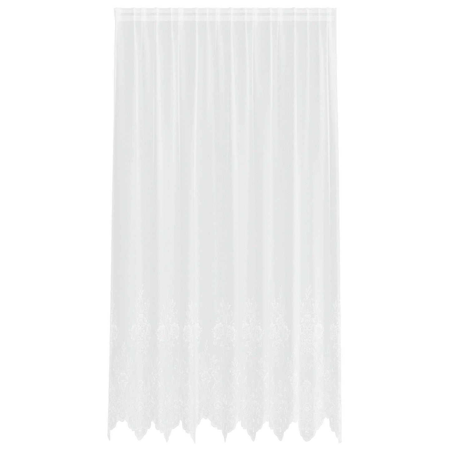 vidaXL Lace Curtain with Curtains Floral White 245 x 200 cm Polyester