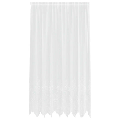 vidaXL Lace Curtain with Curtains Floral White 245 x 200 cm Polyester