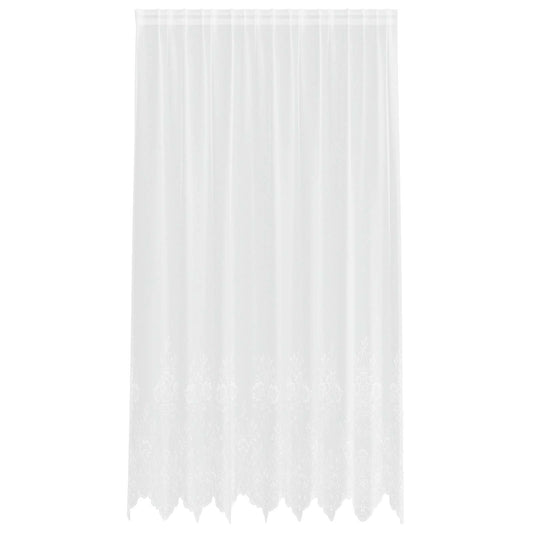 vidaXL Lace Curtain with Curtains Floral White 245 x 200 cm Polyester