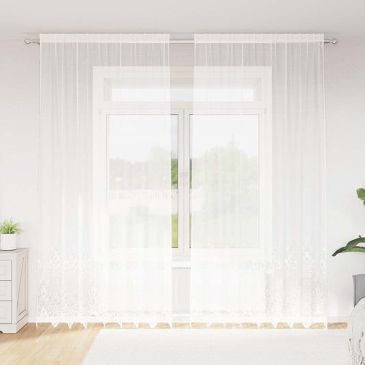 vidaXL Lace Curtain White 280 x 200 cm Polyester