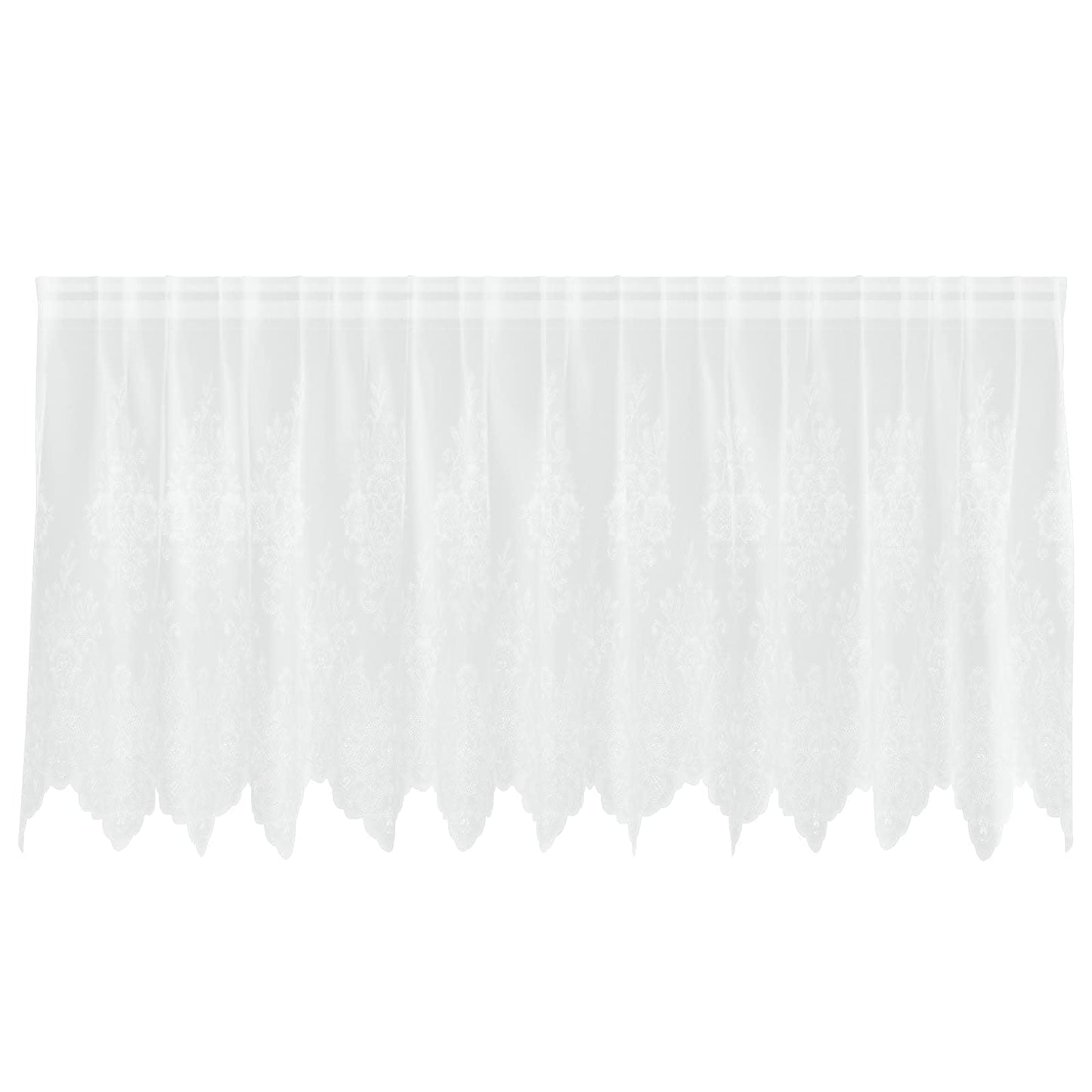 vidaXL Lace Curtain with Curtains Floral White 100 x 300 cm Polyester
