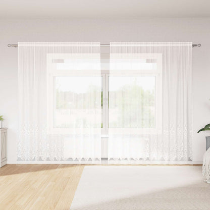 vidaXL Lace Curtain with Curtains Floral White 240 x 300 cm Polyester