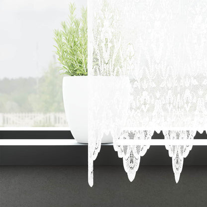 vidaXL Lace Curtain with Curtains Floral White 80 x 400 cm Polyester