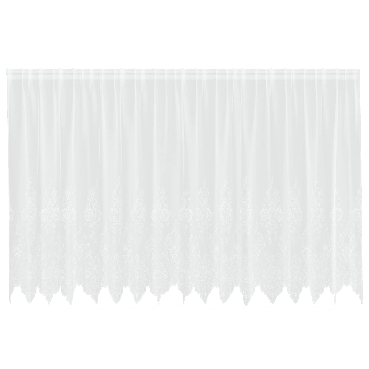 vidaXL Lace Curtain with Curtains Floral White 140 x 400 cm Polyester