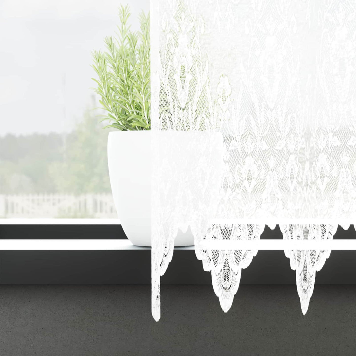 vidaXL Lace Curtain with Curtains Floral White 240 x 1200 cm Polyester