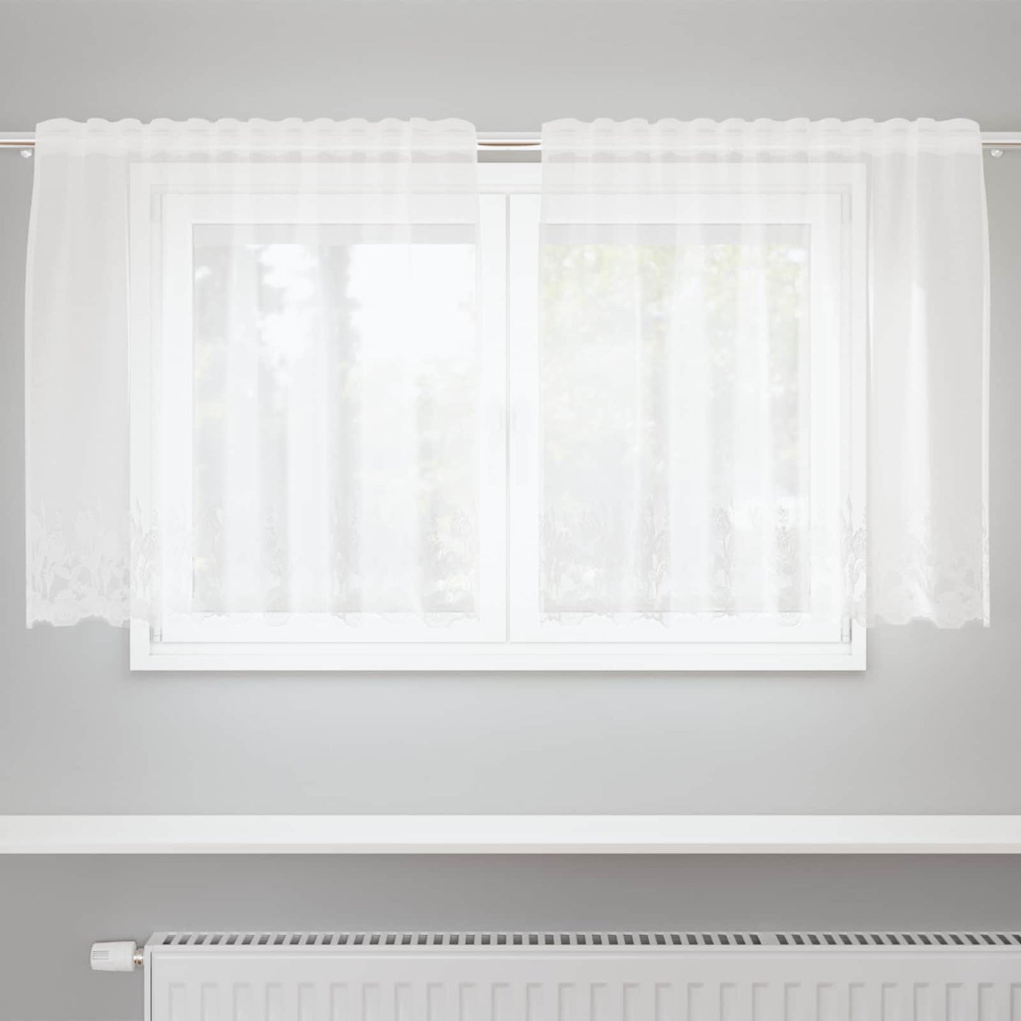 vidaXL Lace Curtain with Curtains Floral White 80 x 150 cm Polyester