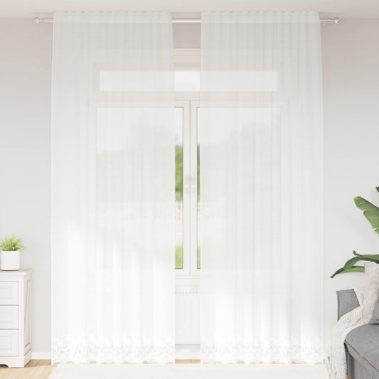 vidaXL Lace Curtain White 260 x 150 cm Polyester