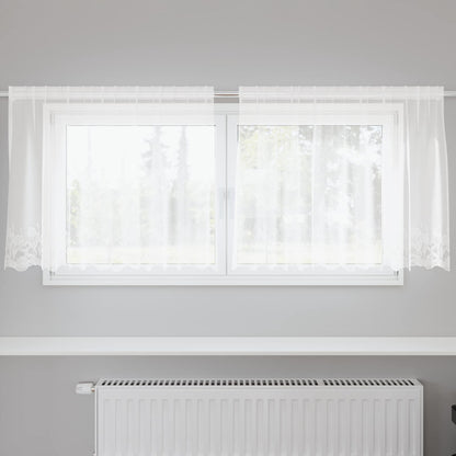 vidaXL Lace Curtain with Curtains Floral White 80 x 200 cm Polyester