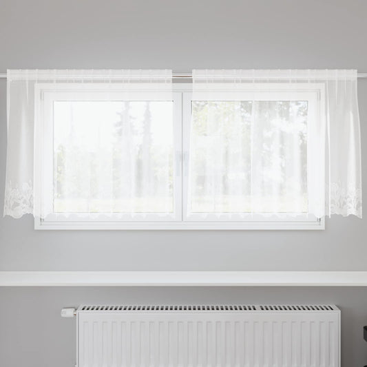 vidaXL Lace Curtain with Curtains Floral White 80 x 200 cm Polyester