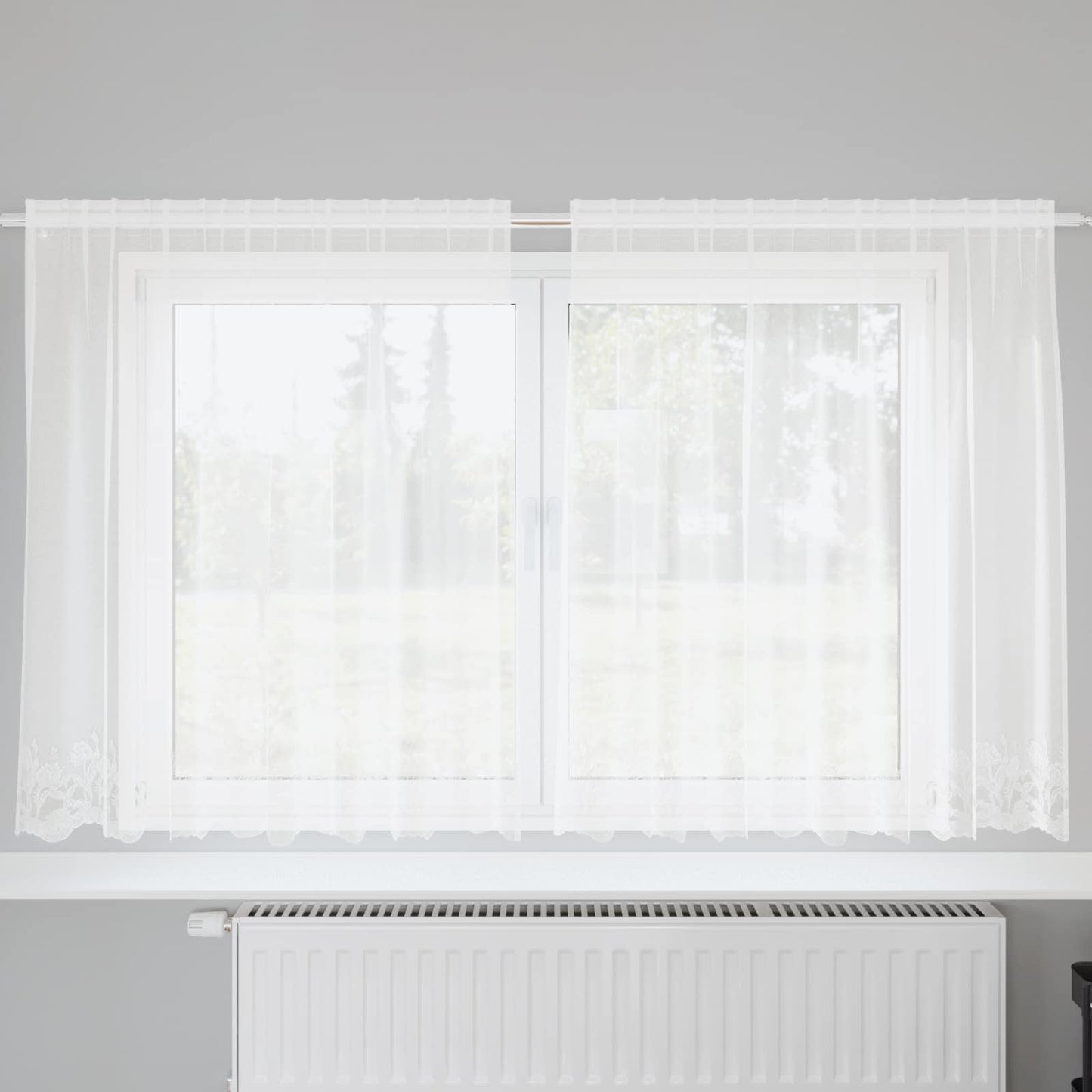 vidaXL Lace Curtain with Curtains Floral White 140 x 200 cm Polyester