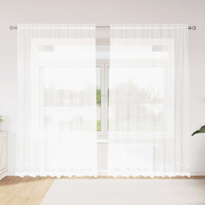 vidaXL Lace Curtain with Curtains Floral White 200 x 200 cm Polyester