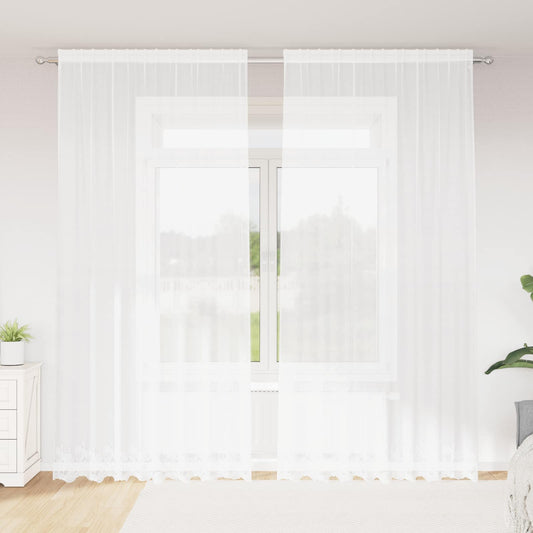vidaXL Lace Curtain White 280 x 200 cm Polyester