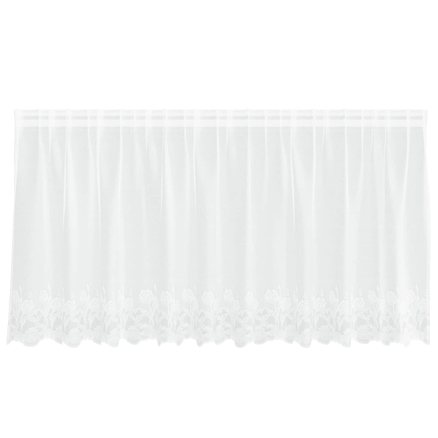 vidaXL Lace Curtain with Curtains Floral White 120 x 300 cm Polyester