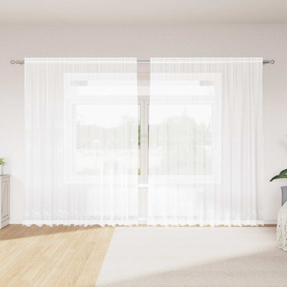 vidaXL Lace Curtain with Curtains Floral White 200 x 300 cm Polyester
