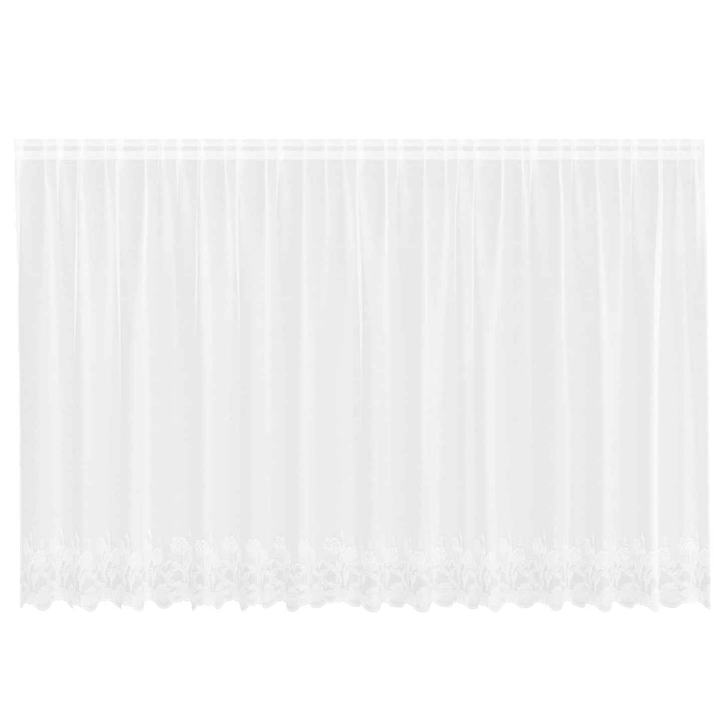 vidaXL Lace Curtain with Curtains Floral White 140 x 400 cm Polyester