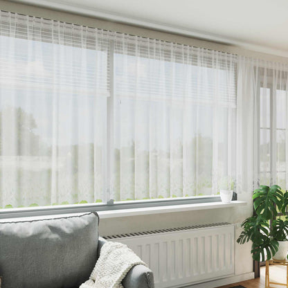 vidaXL Lace Curtain with Curtains Floral White 180 x 900 cm Polyester