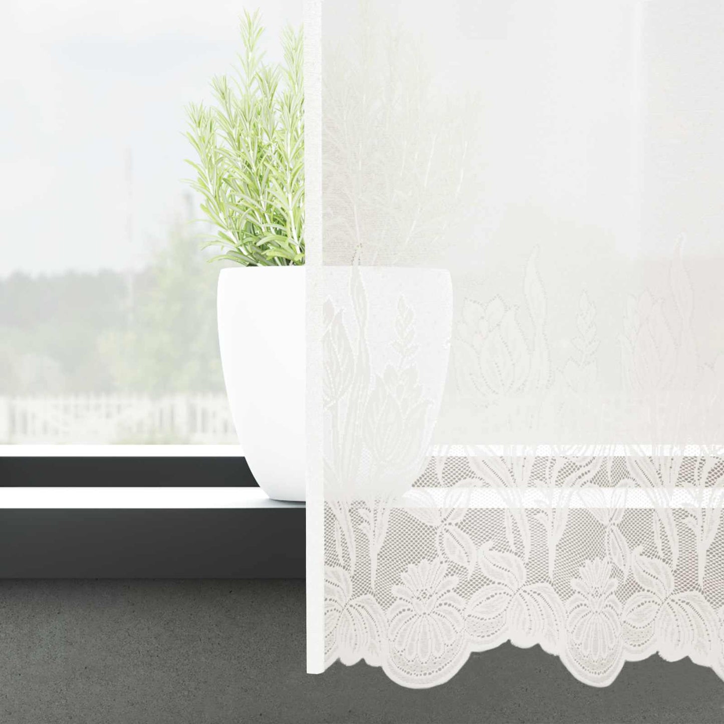 vidaXL Lace Curtain with Curtains Floral White 260 x 900 cm Polyester