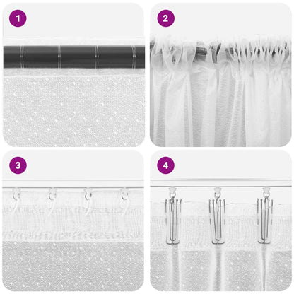 vidaXL Lace Curtain with Curtains Floral White 120 x 1200 cm Polyester