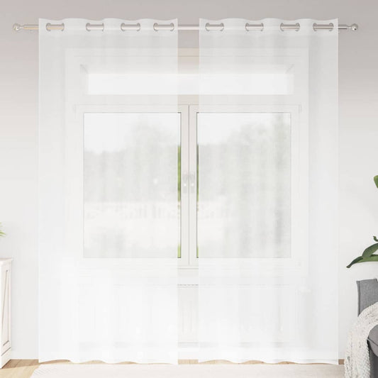 vidaXL Voile Curtain 2 pcs White 225 x 140 cm Polyester