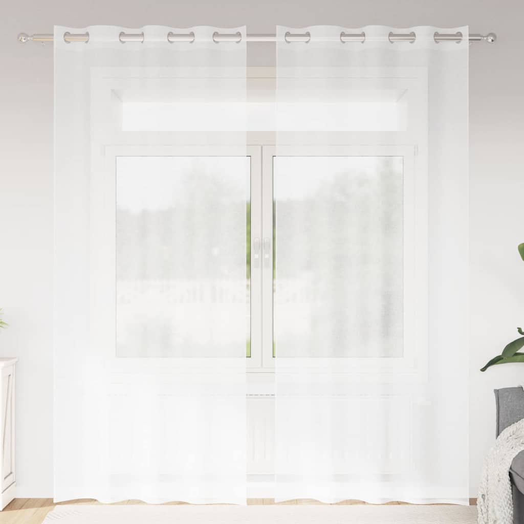 vidaXL Voile Curtain 2 pcs White 245 x 140 cm Polyester