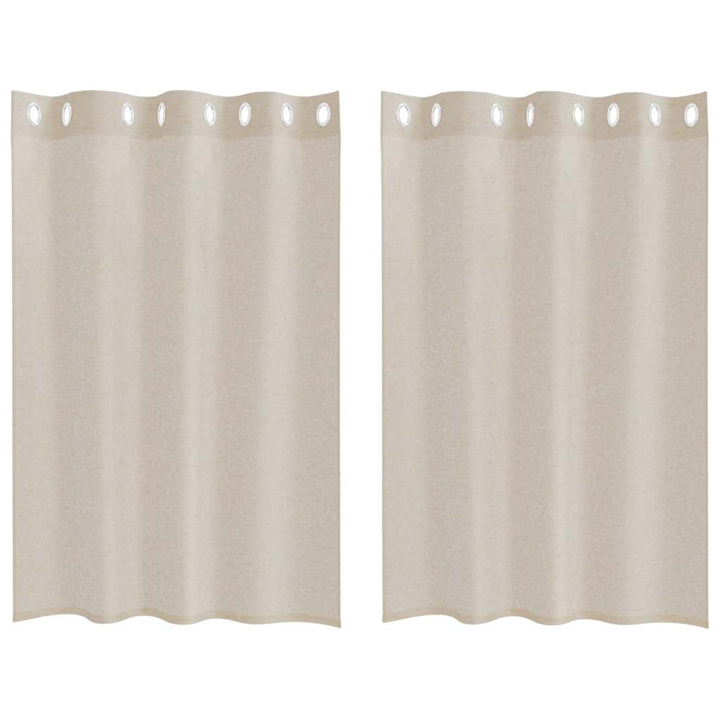 vidaXL Voile Curtain with Curtains 2 pcs Sand 140 x 140 cm Polyester
