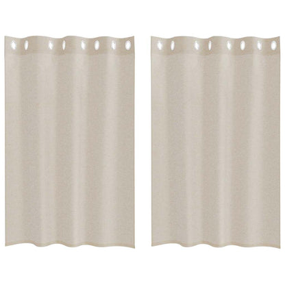 vidaXL Voile Curtain with Curtains 2 pcs Sand 140 x 140 cm Polyester