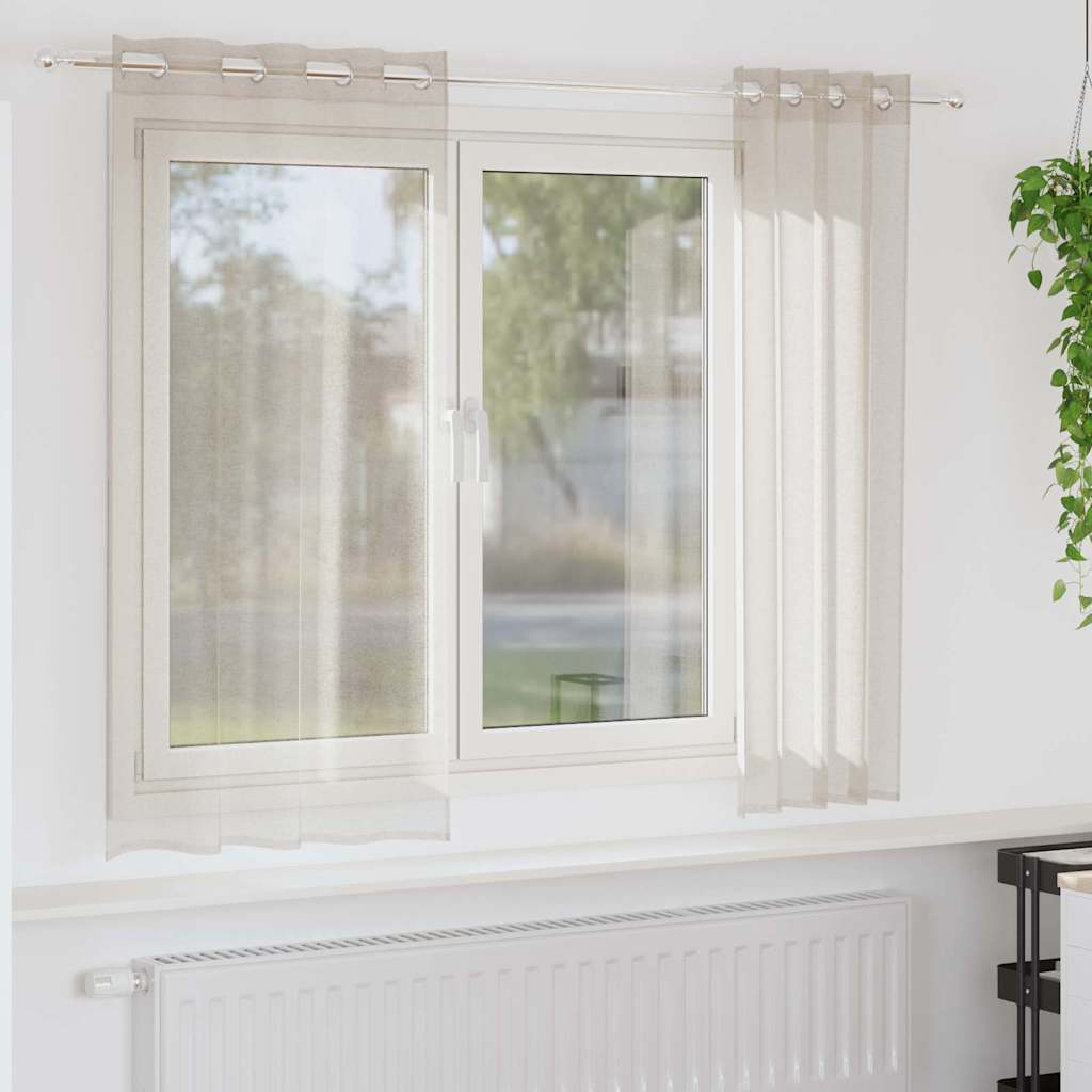 vidaXL Voile Curtain 2 pcs Sand 175 x 140 cm Polyester