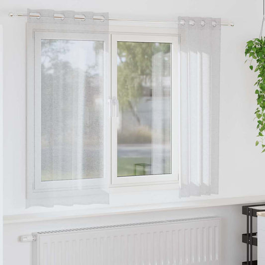 vidaXL Voile Curtain 2 pcs Light Grey 175 x 140 cm Polyester
