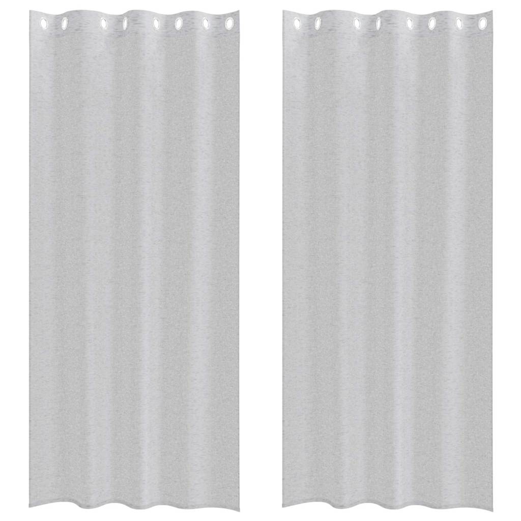 vidaXL Voile Curtain 2 pcs Light Grey 245 x 140 cm Polyester