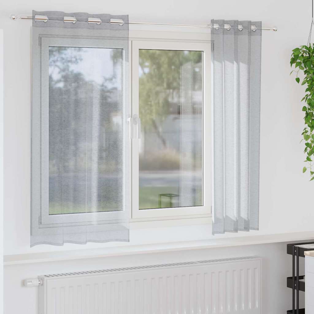 vidaXL Voile Curtain 2 pcs Dark Grey 175 x 140 cm Polyester