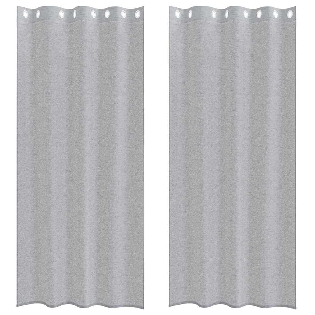 vidaXL Voile Curtain 2 pcs Dark Grey 225 x 140 cm Polyester