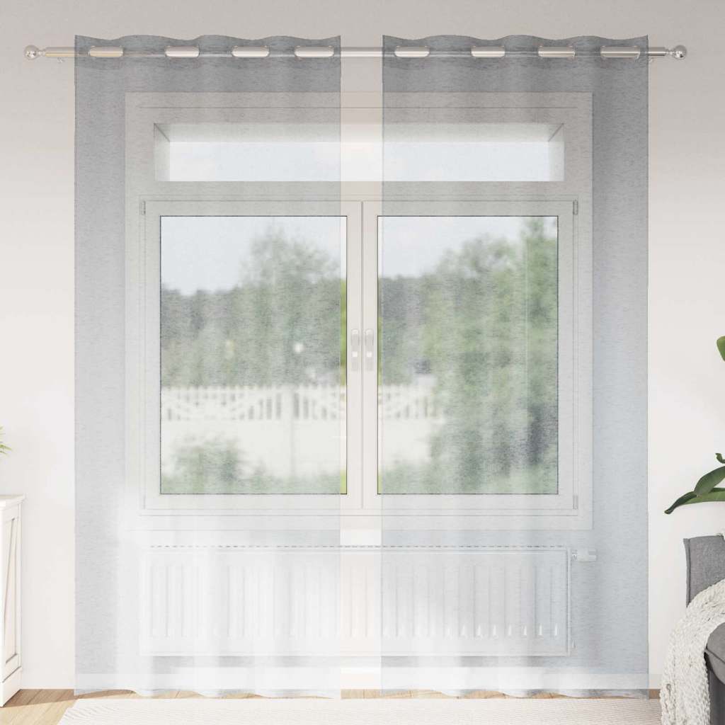 vidaXL Voile Curtain 2 pcs Dark Grey 245 x 140 cm Polyester