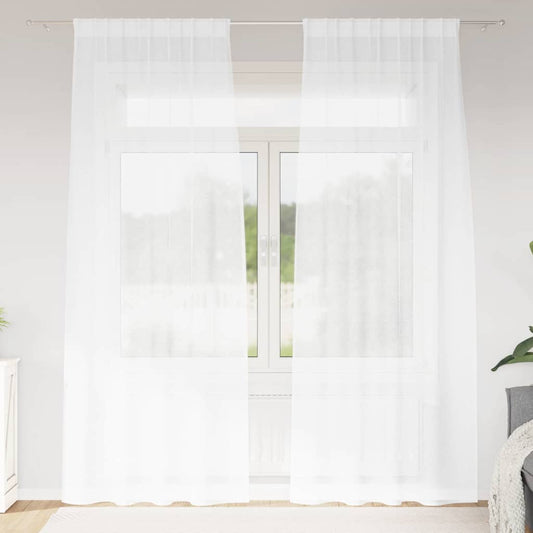 vidaXL Voile Curtain 2 pcs White 225 x 140 cm Polyester