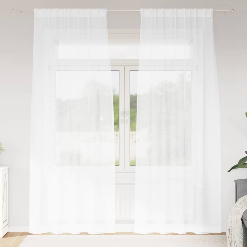 vidaXL Voile Curtain with Curtains 2 pcs White 260 x 140 cm Polyester