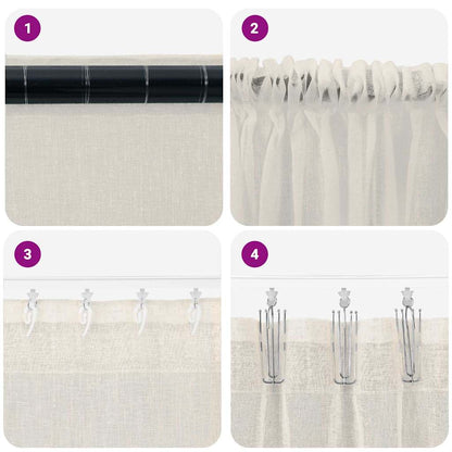 vidaXL Voile Curtain with Curtains 2 pcs Cream 175 x 140 cm Polyester