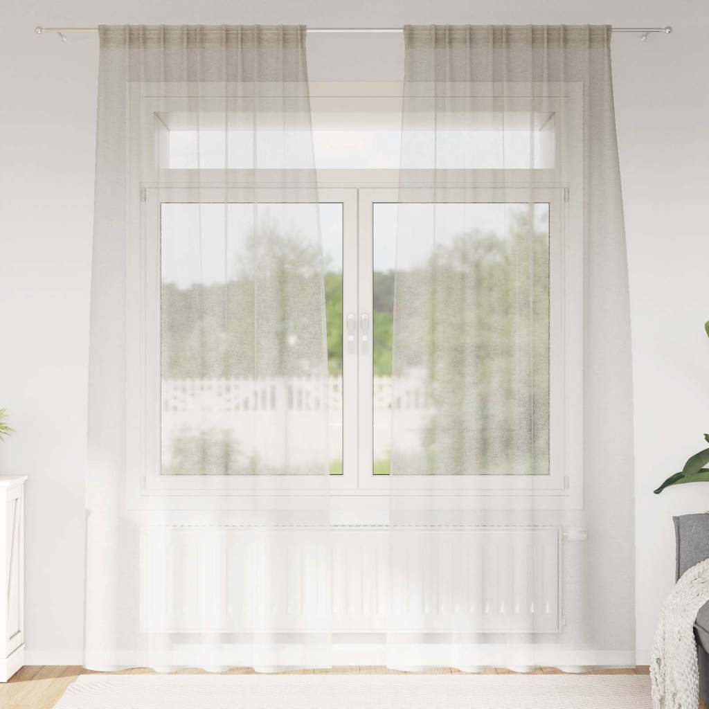vidaXL Voile Curtain with Curtains 2 pcs Cream 260 x 140 cm Polyester