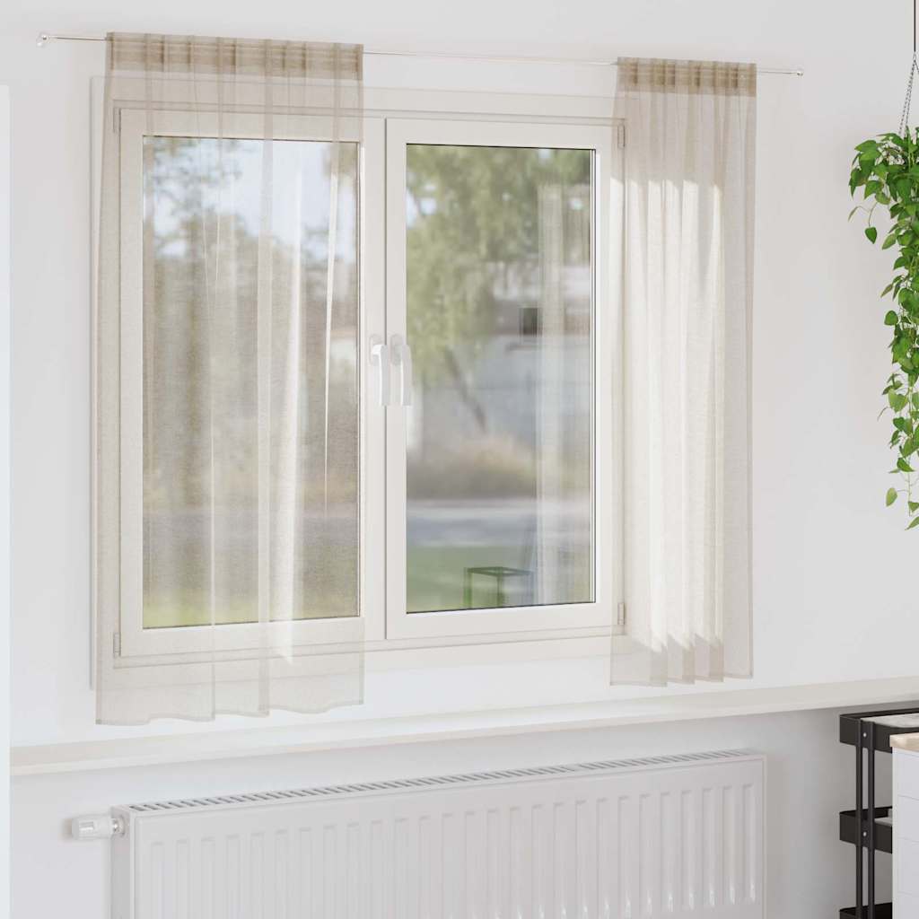 vidaXL Voile Curtain with Curtains 2 pcs Sand 175 x 140 cm Polyester
