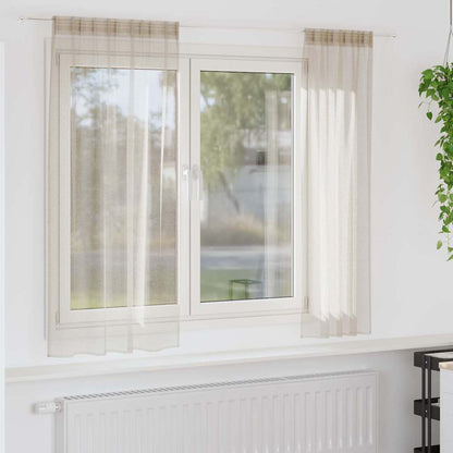 vidaXL Voile Curtain with Curtains 2 pcs Sand 175 x 140 cm Polyester
