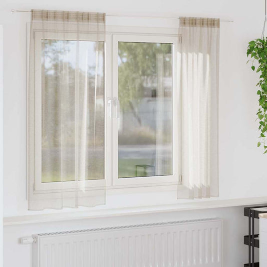 vidaXL Voile Curtain with Curtains 2 pcs Sand 175 x 140 cm Polyester