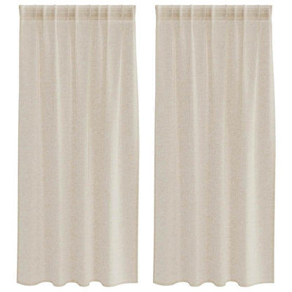 vidaXL Voile Curtain with Curtains 2 pcs Sand 175 x 140 cm Polyester