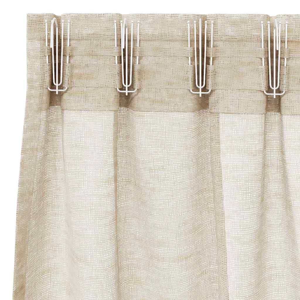vidaXL Voile Curtain 2 pcs Sand 260 x 140 cm Polyester
